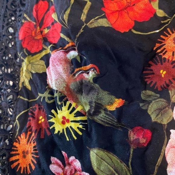 Luxxel Womens Size Small Black Floral Wrap RomperLace Crotchet Detail - Picture 3 of 5